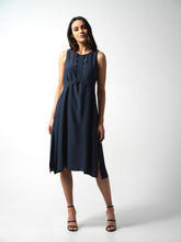 Load image into Gallery viewer, French Navy Silk Shift Dress With Harness